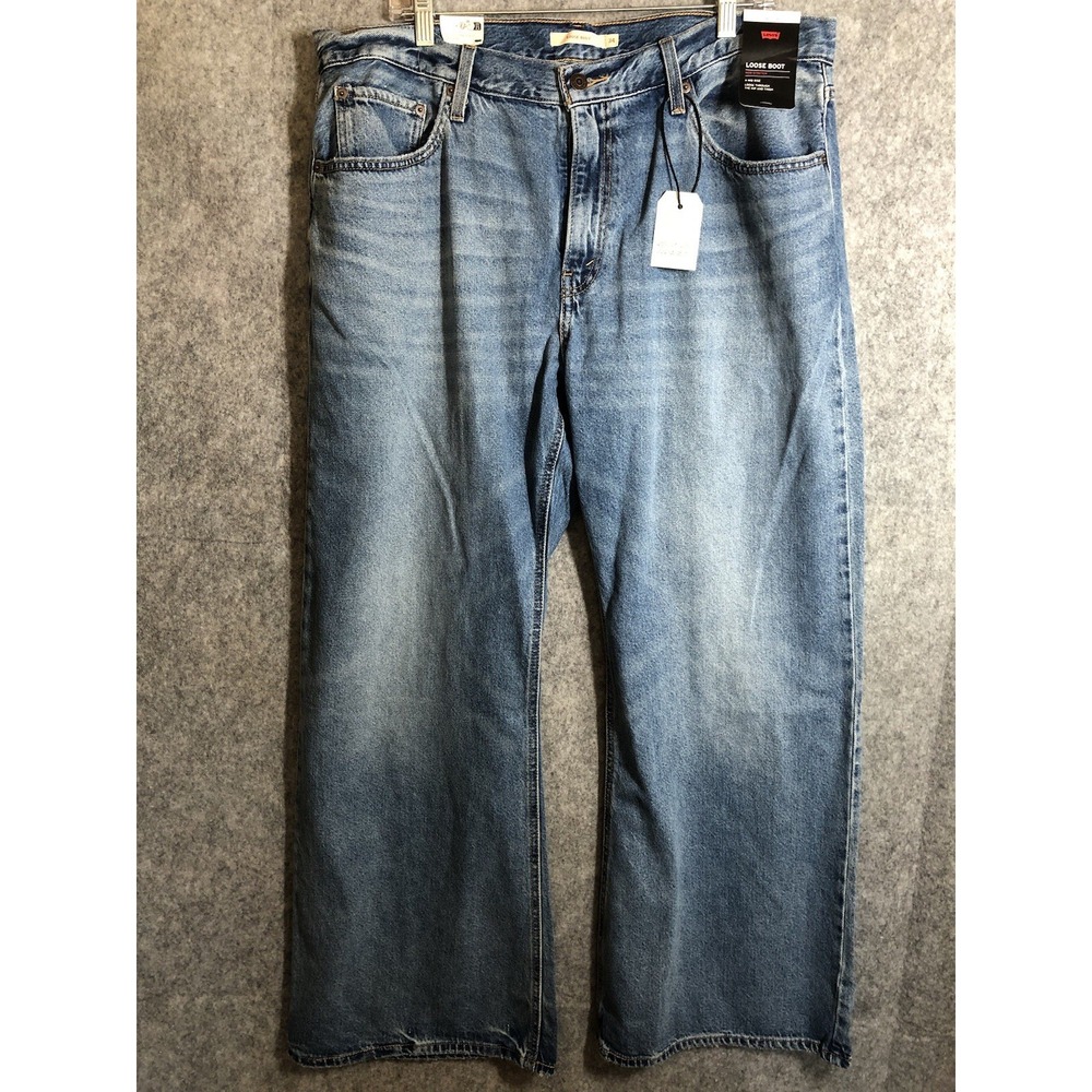 Levis Jeans Womens 34x31 Blue Loose Boot Baggy Leg Medium Wash New With Tag